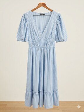 NWOT Vineyard Vines Poplin Puff-Sleeve Midi Dress Size Small